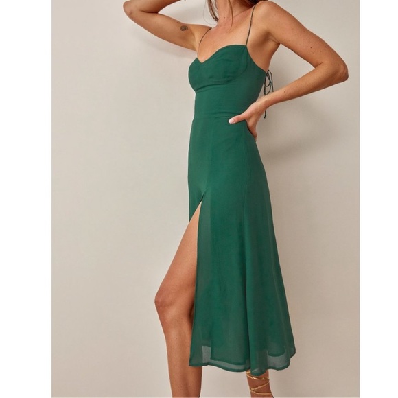 Reformation Juliette Dress in Emerald Green - Picture 5 of 9